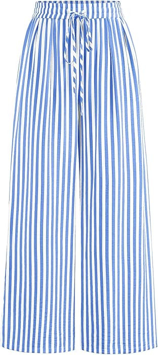 PRETTYGARDEN Womens Pants Elastic Waist Floral Lightweight Palazzo Pants for Women Casual Lounge ... | Amazon (US)