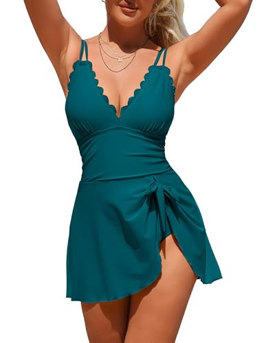 Charmo Womens One Piece Swimsuit Tummy Control Bathing Suit Scalloped Modest Tie Knot 2026 Swim D... | Amazon (US)