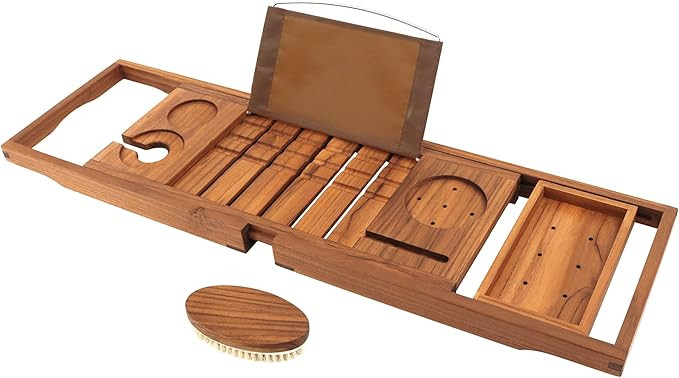 VaeFae Premium Teak Bathtub Tray, Expandable Wooden Bath Tray for Tub, Luxury Bathtub & Bathroom ... | Amazon (US)