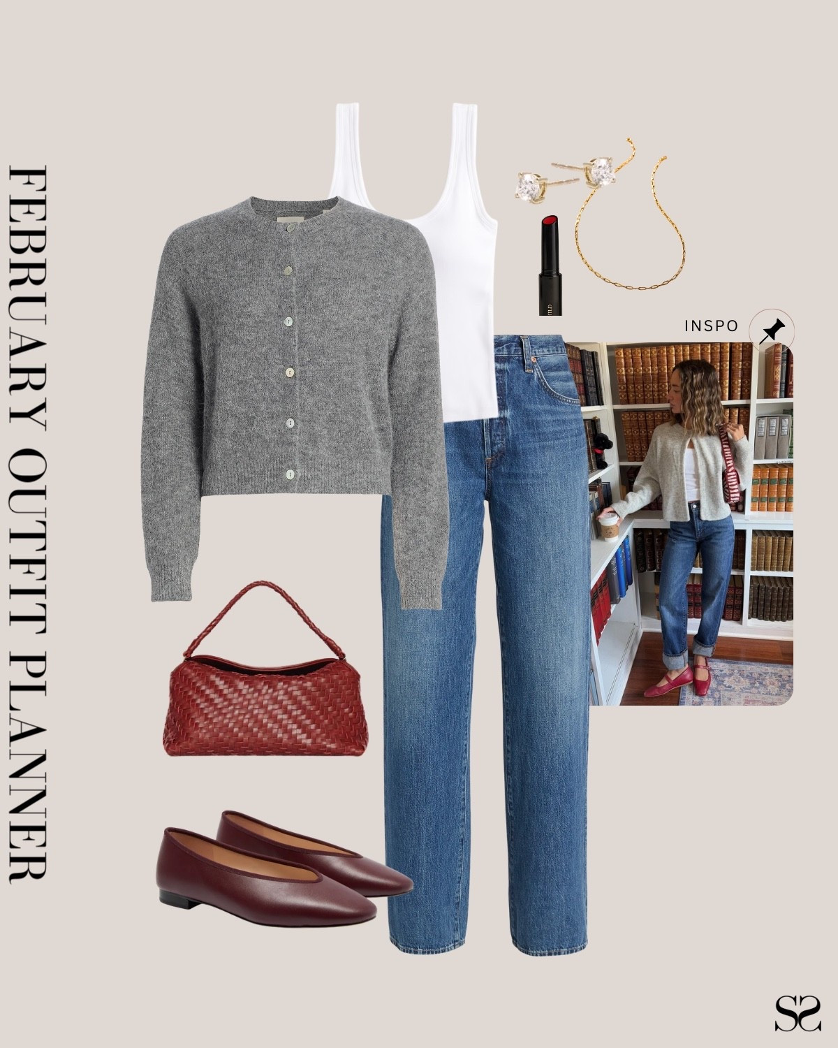 Monthly outfit planner FEBRUARY: Winter outfits | straight jean, cardigan, ballet flat, red handbag

#classicstyle #LTKstyletip #winteroutfit #springoutfit #casualchic #transitionaloutfit

Image inspo credit: Pinterest 

#LTKgrwm #LTKootd