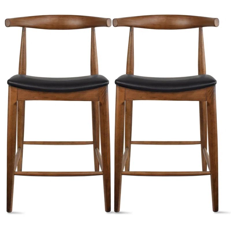 Hialmar Counter Height Stool Farmhouse Open Back Padded Cushion Wood Kitchen Chairs | Wayfair North America