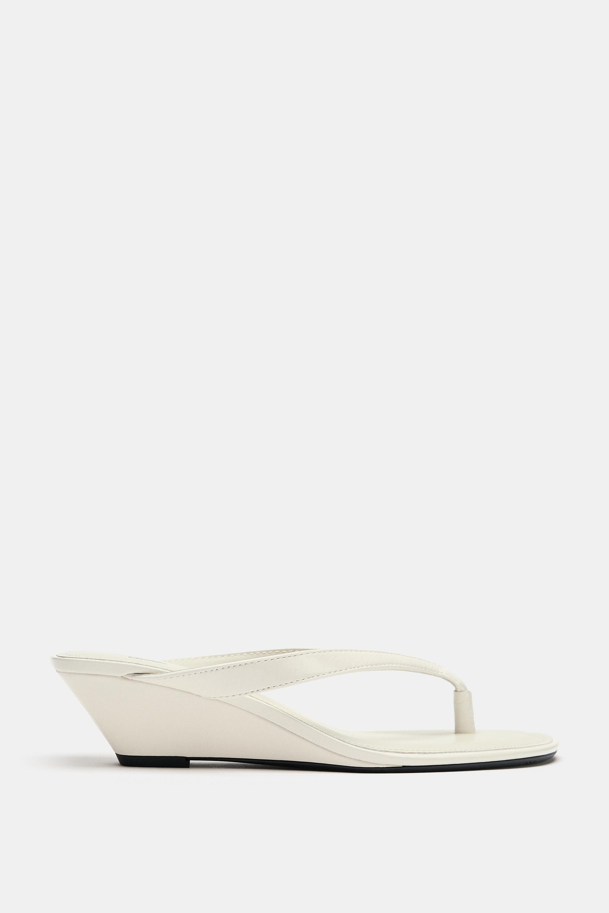 LEATHER WEDGE SANDALS | Zara US