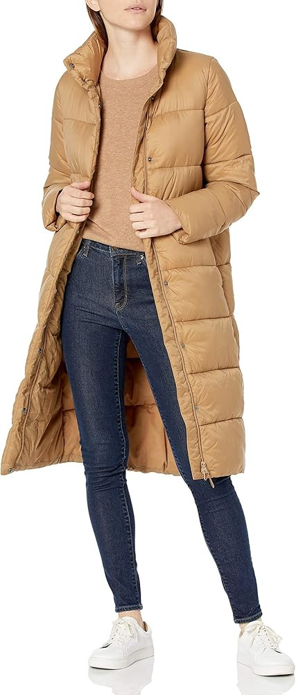 Women's Midweight Water Resistant Long Sleeve Longer Length Relaxed Fit Cocoon Puffer Coat | Amazon (US)