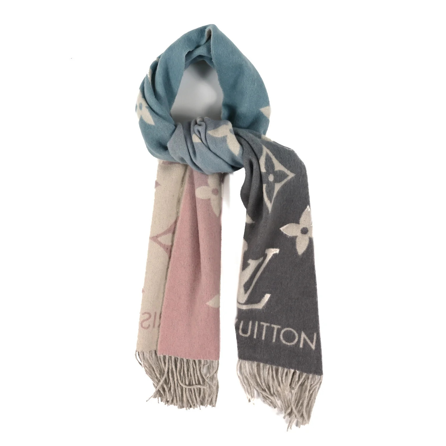 Cashmere Monogram Reykjavik Scarf Bleu Rose | FASHIONPHILE (US)