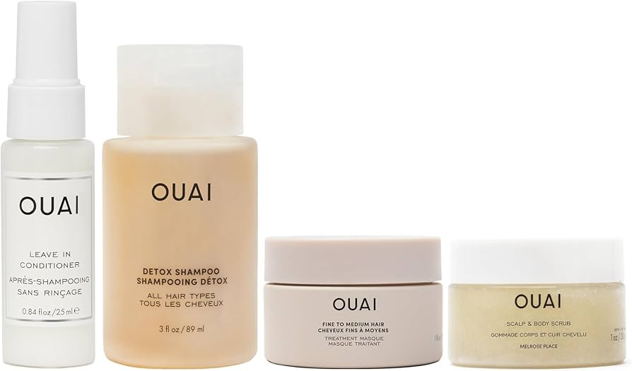 OUAI Travel Kit - Includes Travel Size Leave In Conditioner, Detox Shampoo, Fine to Medium Hair M... | Amazon (US)