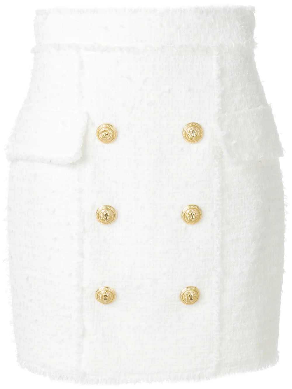 Balmain button-embellished skirt - White | FarFetch Global