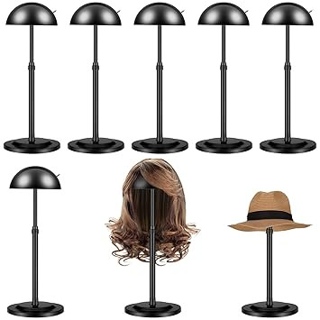 Tatuo 8 Pcs Wig Stand, 9.8"-18.9" Adjustable Height Wig Head Holder Portable Hat Display Stand Tr... | Amazon (US)