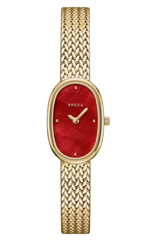 BREDA Jane Tethered Mesh Strap Watch, 18mm x 7mm in 18K Gold-Plated at Nordstrom | Nordstrom