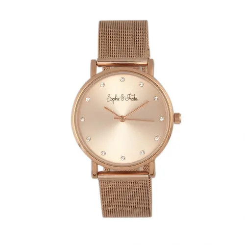 Sophie and Freda Sophie & Freda Savannah Mesh Bracelet Watch w/Swarovski Crystals in Rose Gold at Nordstrom | Nordstrom