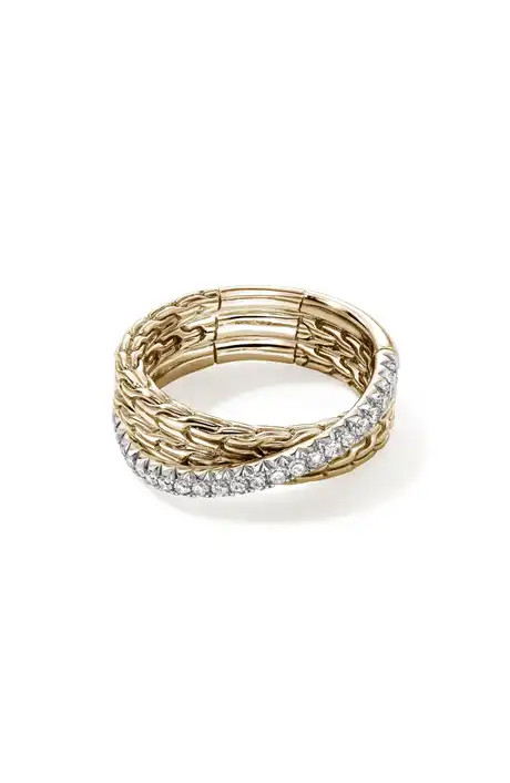 Monica Vinader 14K Gold Diamond Crossover Ring | Nordstrom | Nordstrom