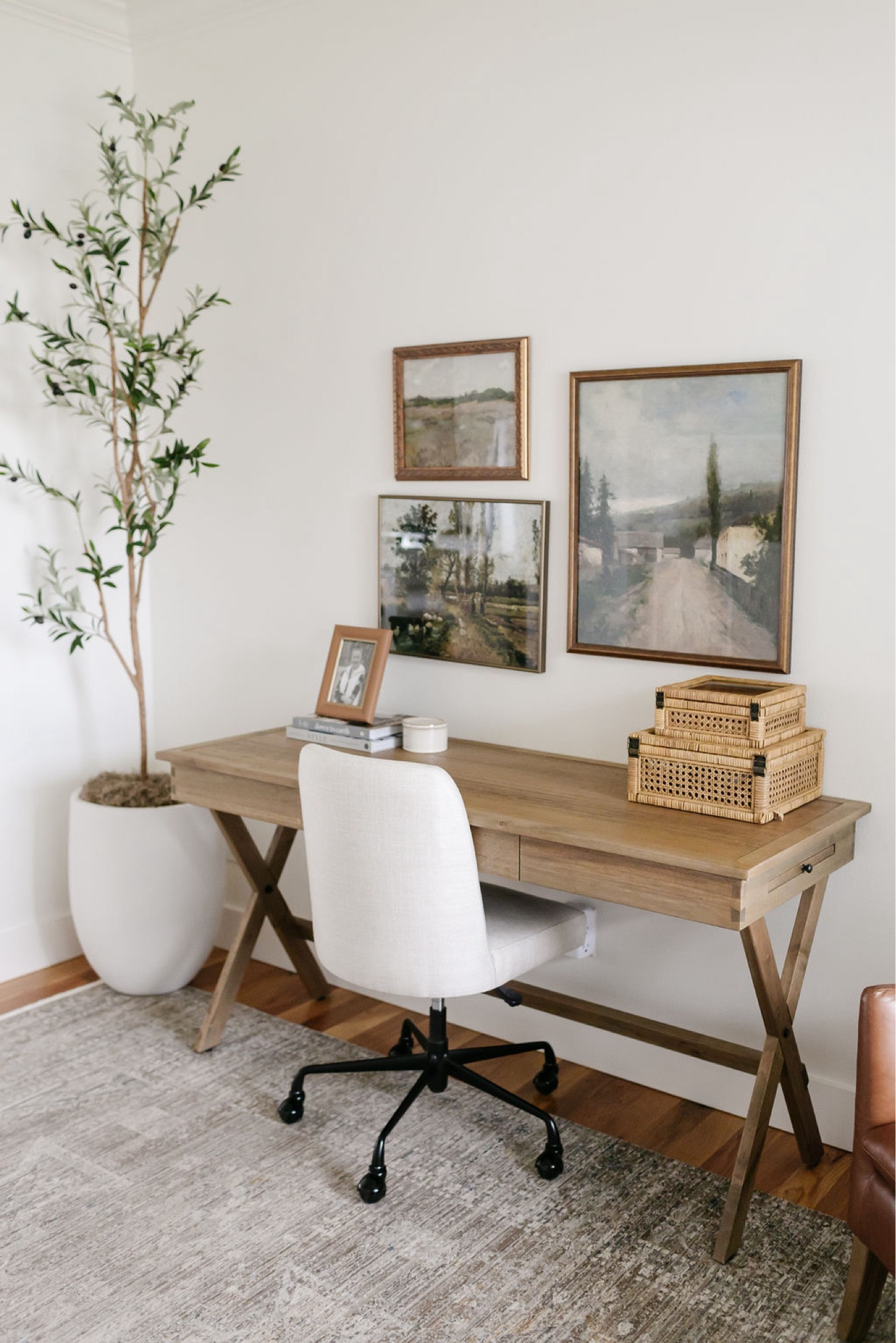 Home office, faux olive tree, campaign desk, office chair  

#LTKfindsunder100 #LTKsalealert #LTKhome