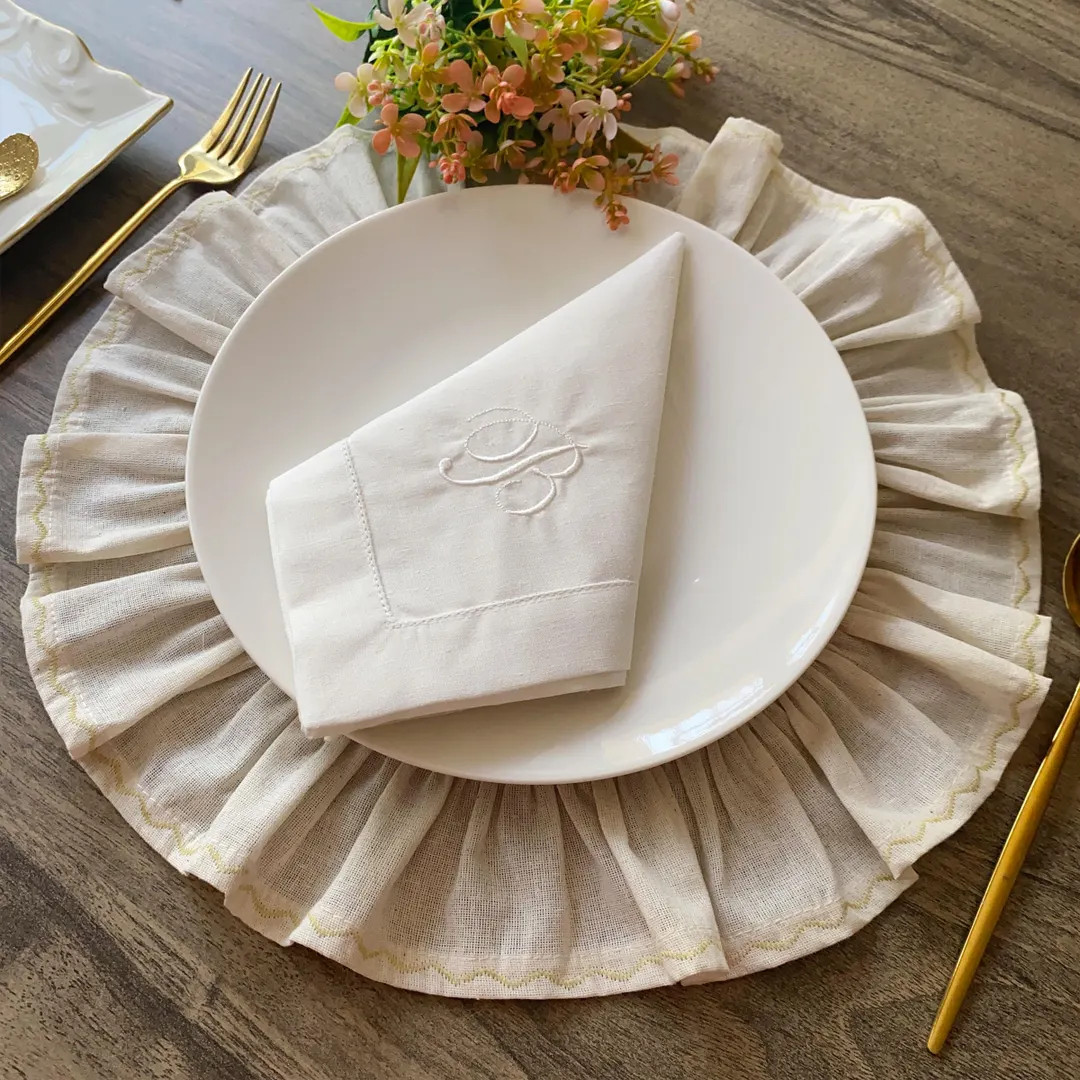 Monogram Embroidered Linen Napkins, Personalized Linen Napkin, Monogrammed Dinner Napkins, Embroi... | Etsy (US)