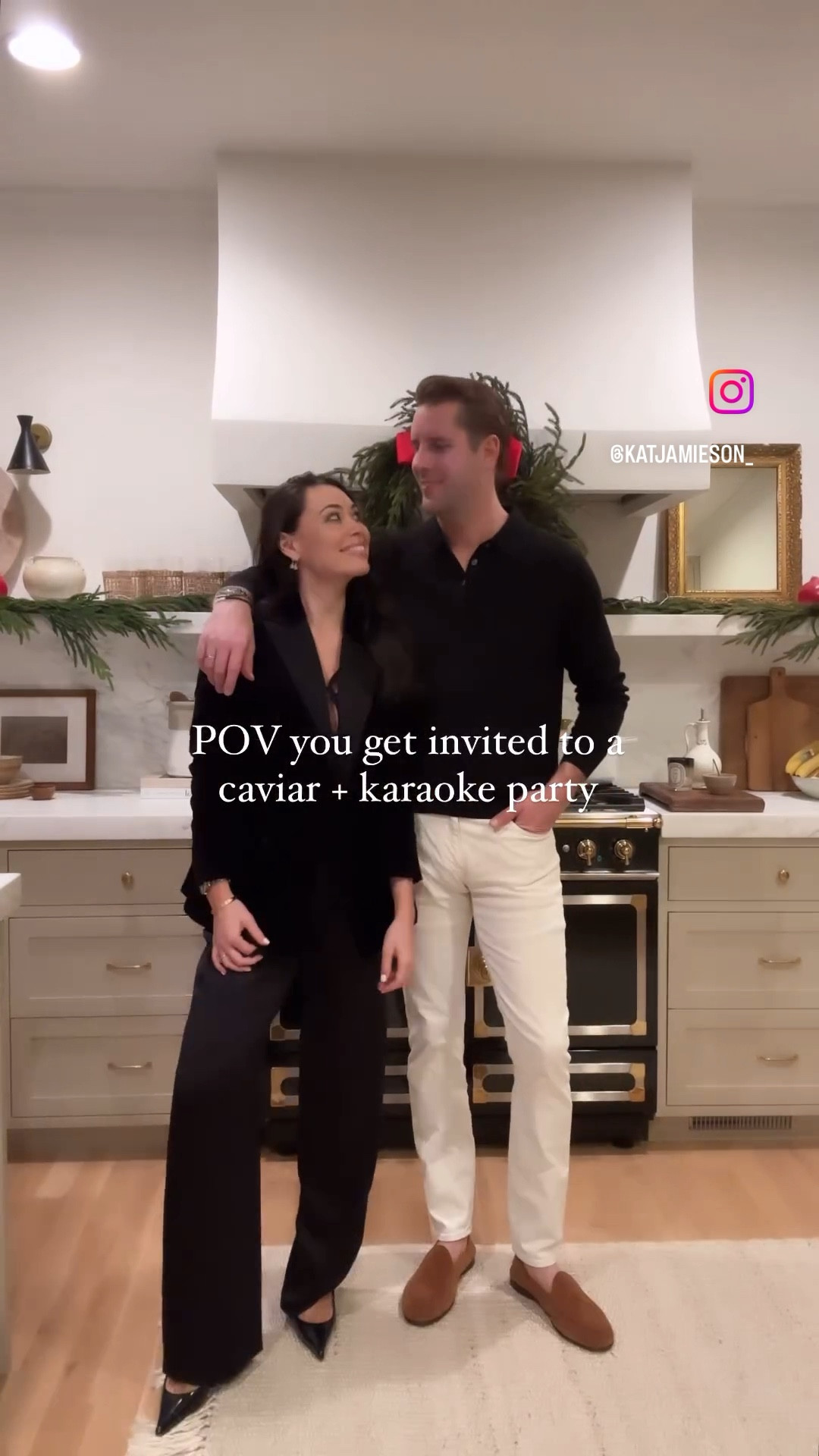 Kat Jamieson wears silk trouser pants, a velvet Theory blazer and Raquel Diniz crop top to a Christmas party. Thomas’ shoes are Del Toro, similar below. Holiday parties, cocktail attire. 

#LTKSeasonal #LTKHoliday #LTKparties