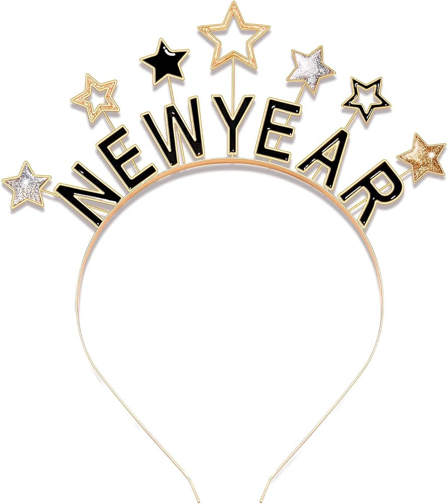 Happy New Year Headbands for Women, New Year’s Eve Hat Star Hairbands New Year Party Supplies H... | Amazon (US)