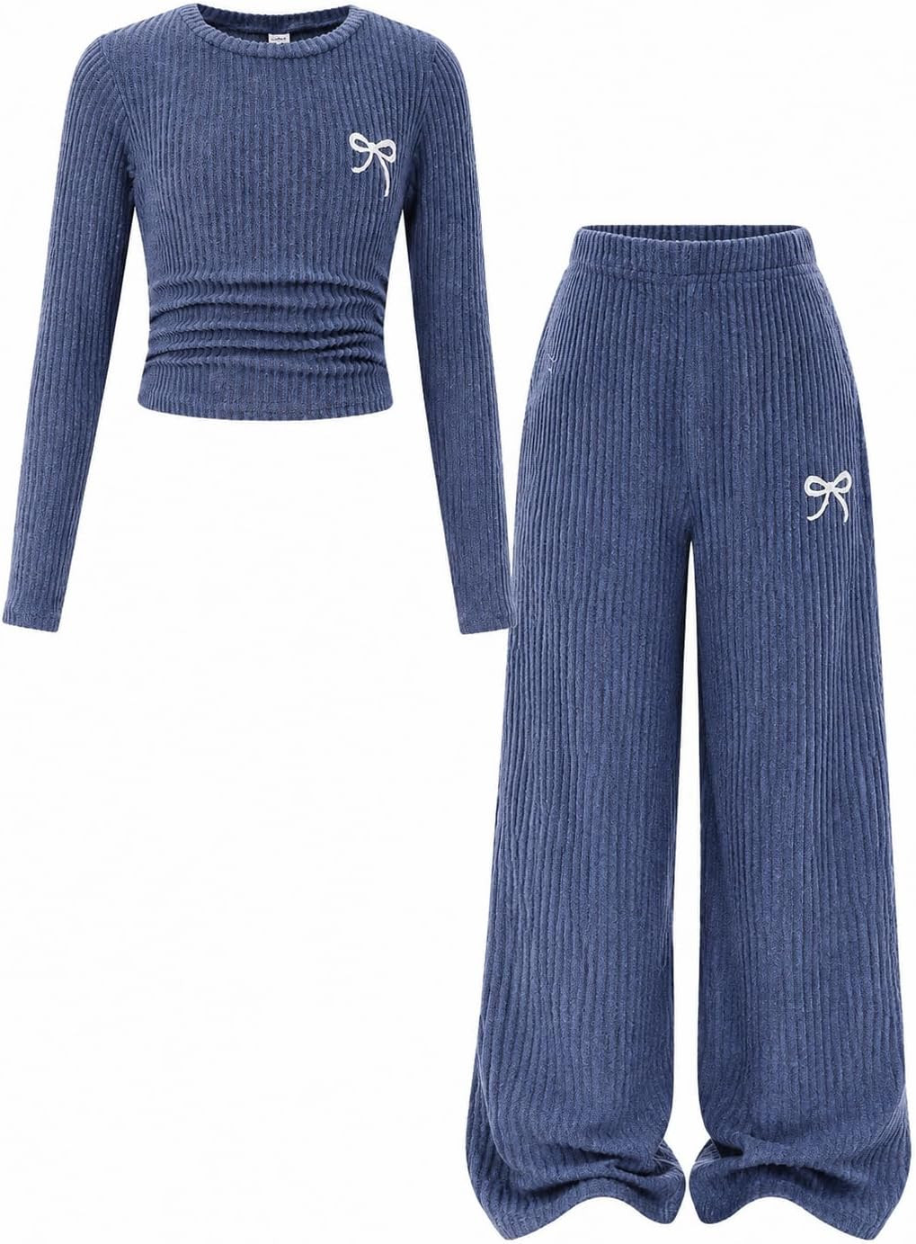 Tween Girls Clothes Ribbed knit Top + Wide Leg Pants 2 Piece Outfit Set, Size 7-16 Years | Amazon (US)