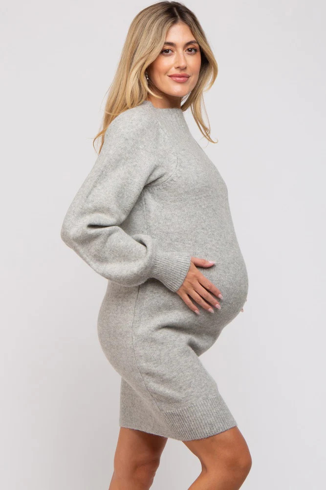 Heather Grey Chunky Knit Maternity Sweater Dress | PinkBlush Maternity