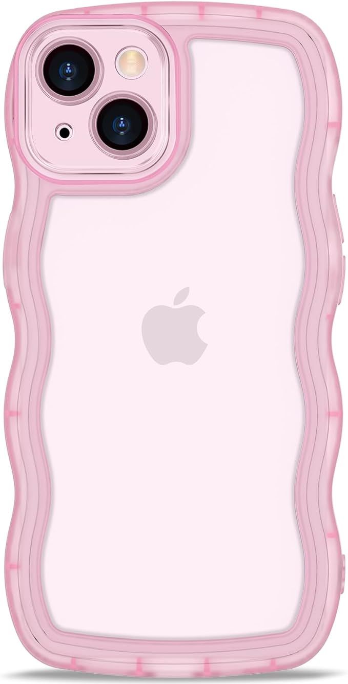 Anuck for iPhone 13 Case Wavy Edge Clear Back Design, Anti-Slip Grip Cute Wave Curly Frame Shape ... | Amazon (US)