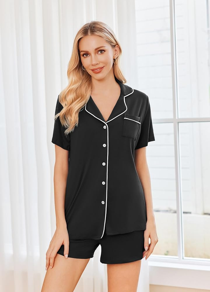 Ekouaer 2 Pack Womens Pajamas Set Button Down Summer Sleepwear Short Sleeve Comfy Pjs Loungewear ... | Amazon (US)