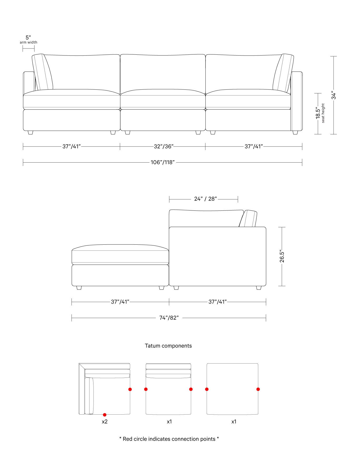 Tatum Modular 3-Seat Chaise Sectional | Interior Define