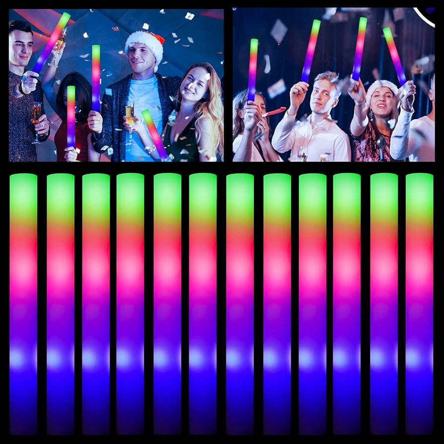 Glow Sticks Bulk - 100 Pcs LED Foam Sticks Glow in the Dark Party Supplies with 3 Modes Flashing ... | Amazon (US)