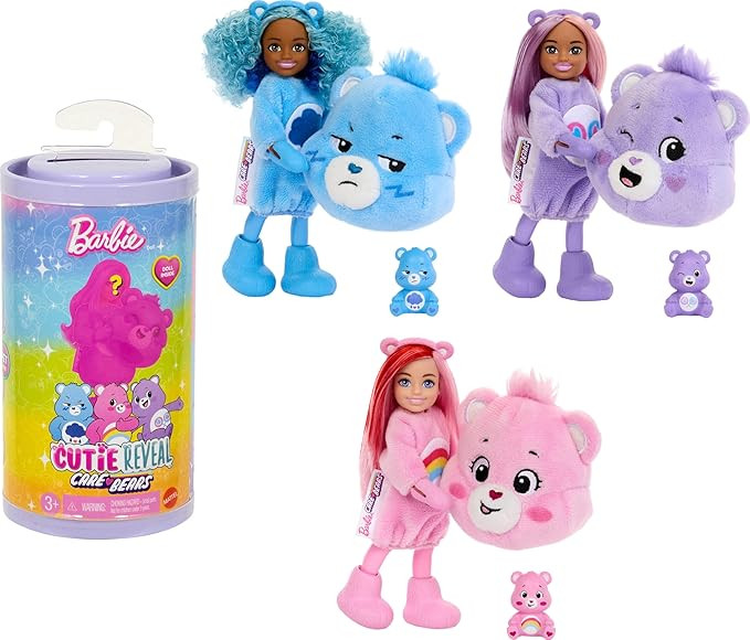 Barbie Cutie Reveal Chelsea Doll & Accessories, Care Bears Series, Small Doll with Costume & 6 Su... | Amazon (US)