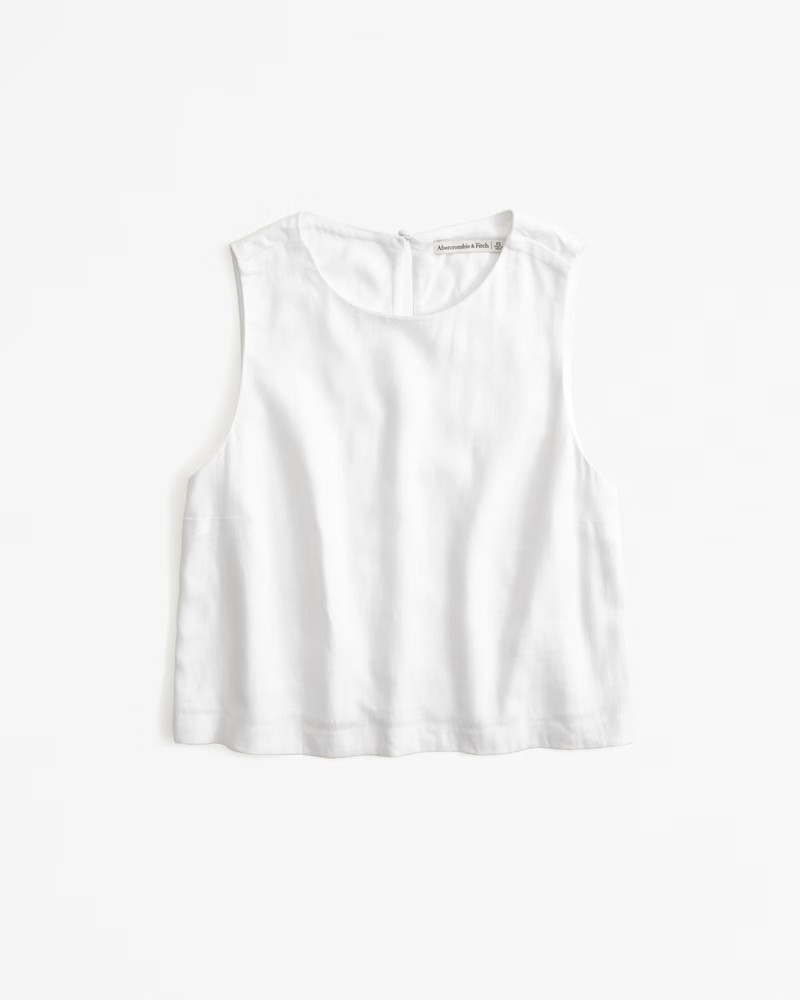 Linen-Blend High-Neck Set Top | Abercrombie & Fitch (US)