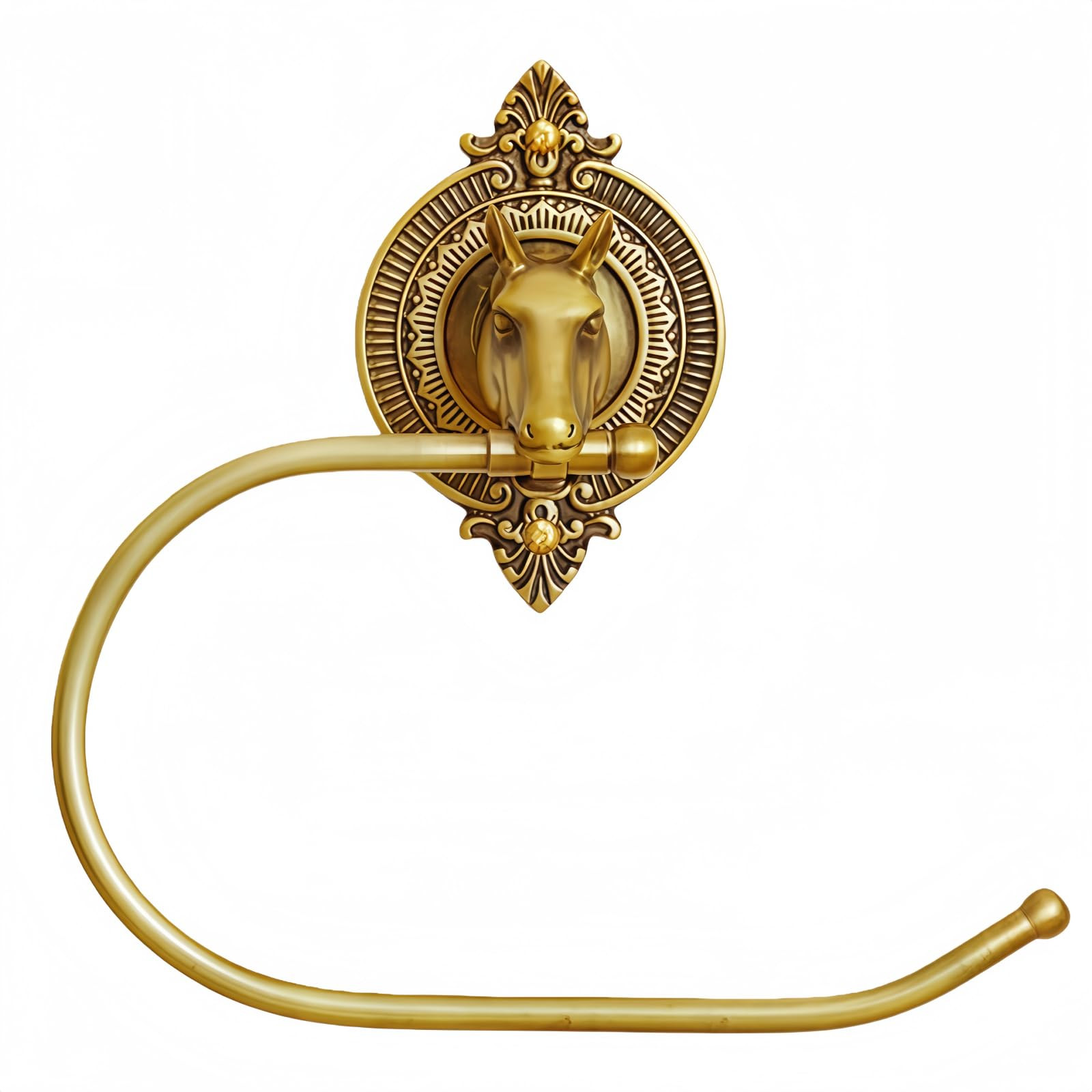 Vintage Horse Head Towel Ring, Gold Brass Decorative Wall Mounted Hand Towel Holder, Toilet Paper... | Amazon (US)