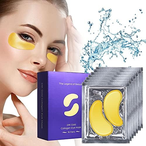 24K Gold Eye Mask, 16 Pairs Under Eye Masks for Reduces Wrinkles and Puffiness, Lighten Dark Circ... | Amazon (US)