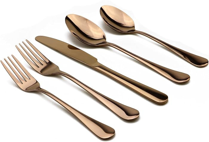 30-Piece 18/0 Stainless Steel Classical Flatware Set, Mirror Polishing Rose Gold, Service for 6 | Amazon (US)