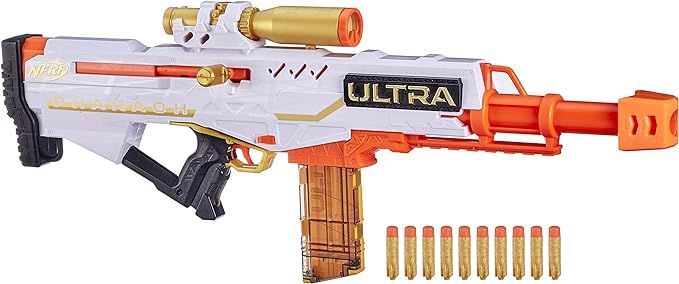 NERF Ultra Pharaoh Blaster with Premium Gold Accents, 10-Dart Clip, 10 Ultra Darts, Bolt Action, ... | Amazon (US)