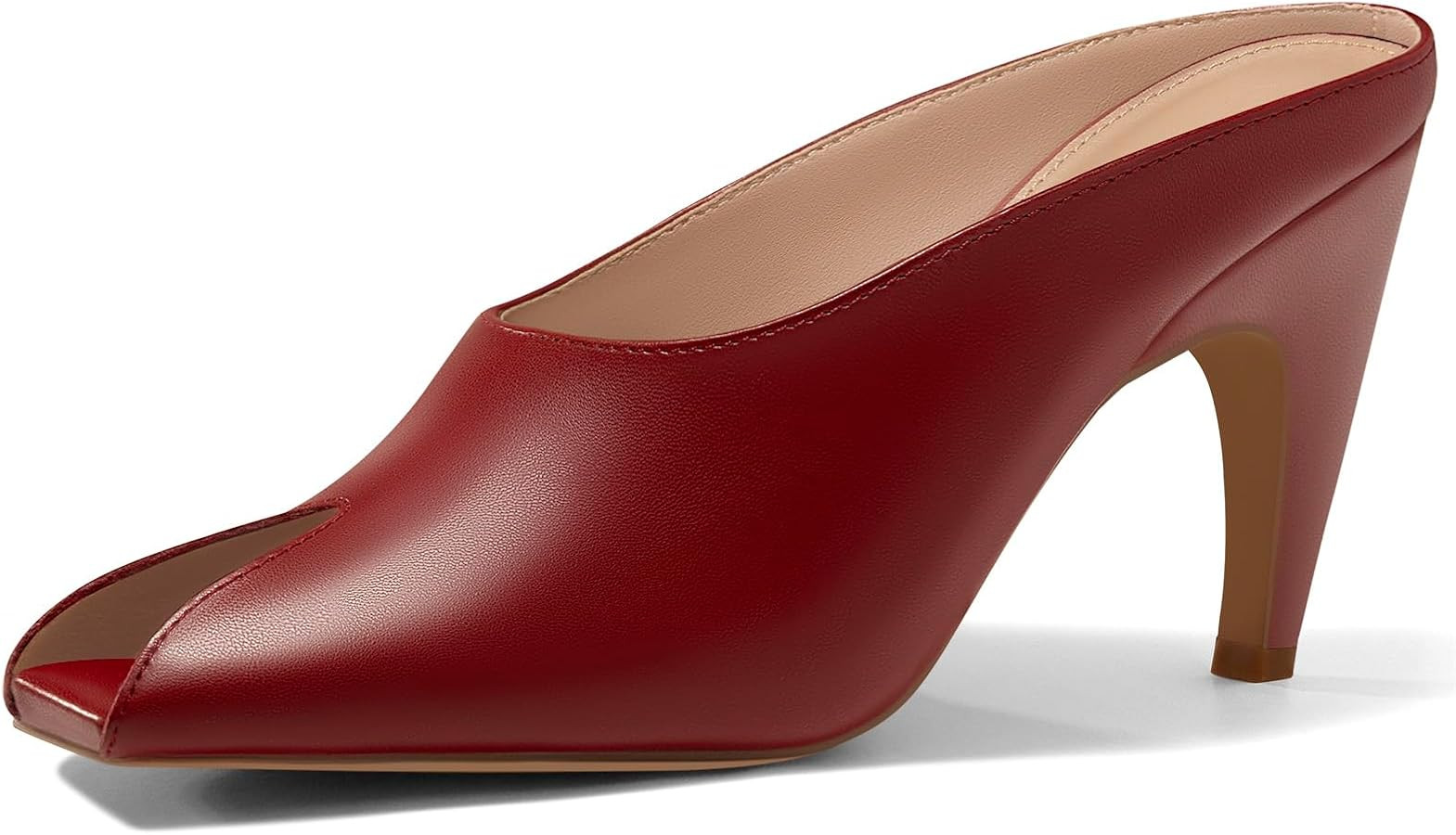 Coutgo Women's Kitten Heel Open Toe Slide Mules | Amazon (US)