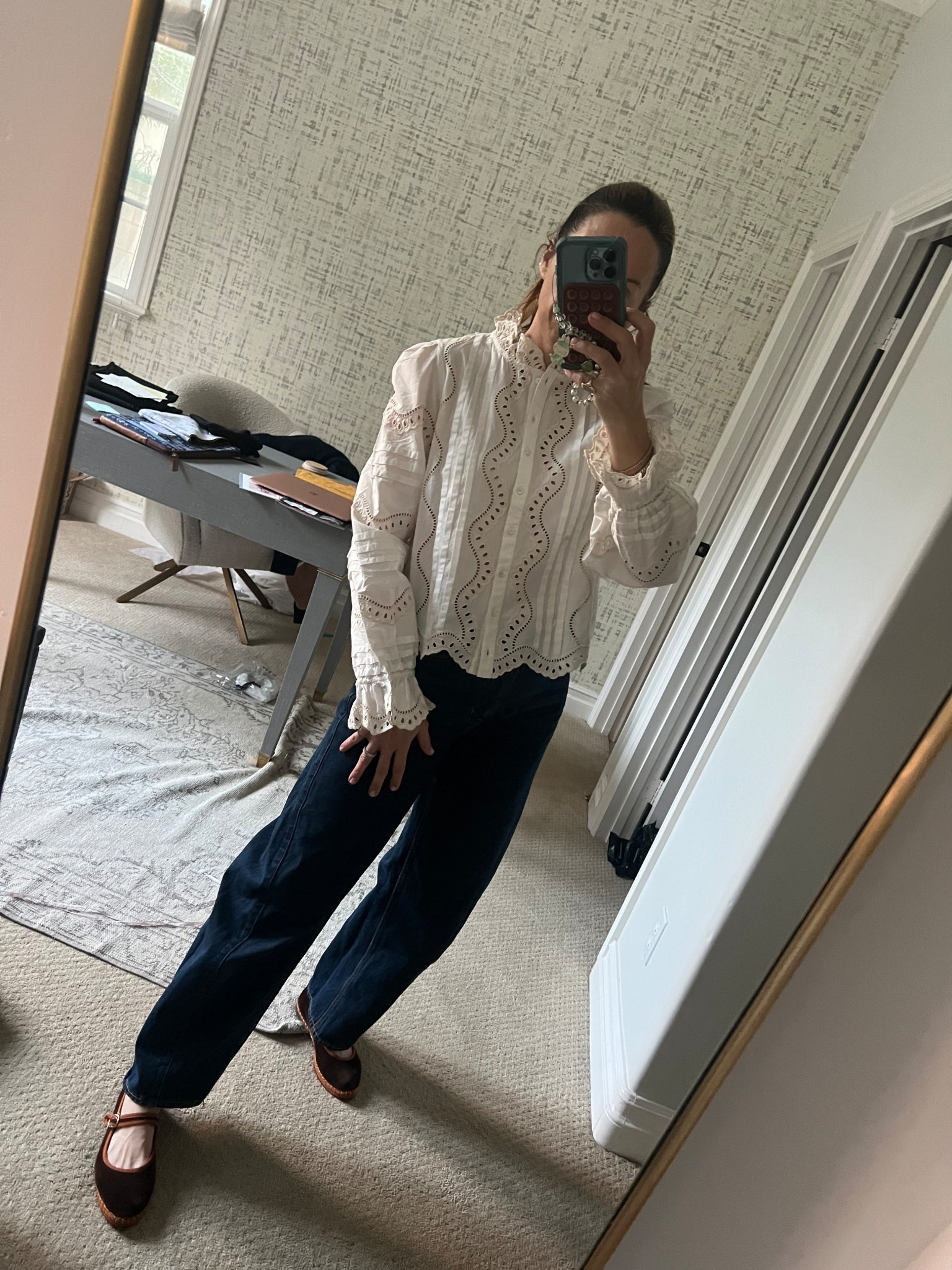 Cool girl style, simple white top, work top, going out top, perfect jeans, perfect barrel jeans, jeans trends, velvet Mary Jane’s, cool girl outfit, over 40 outfit inspiration, simple outfit inspiration 

#LTKootd #LTKWorkwear #LTKOver40