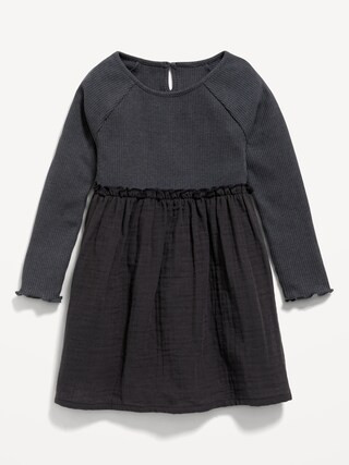 Long-Sleeve Textured-Knit Fit & Flare Dress for Toddler Girls | Old Navy (CA)
