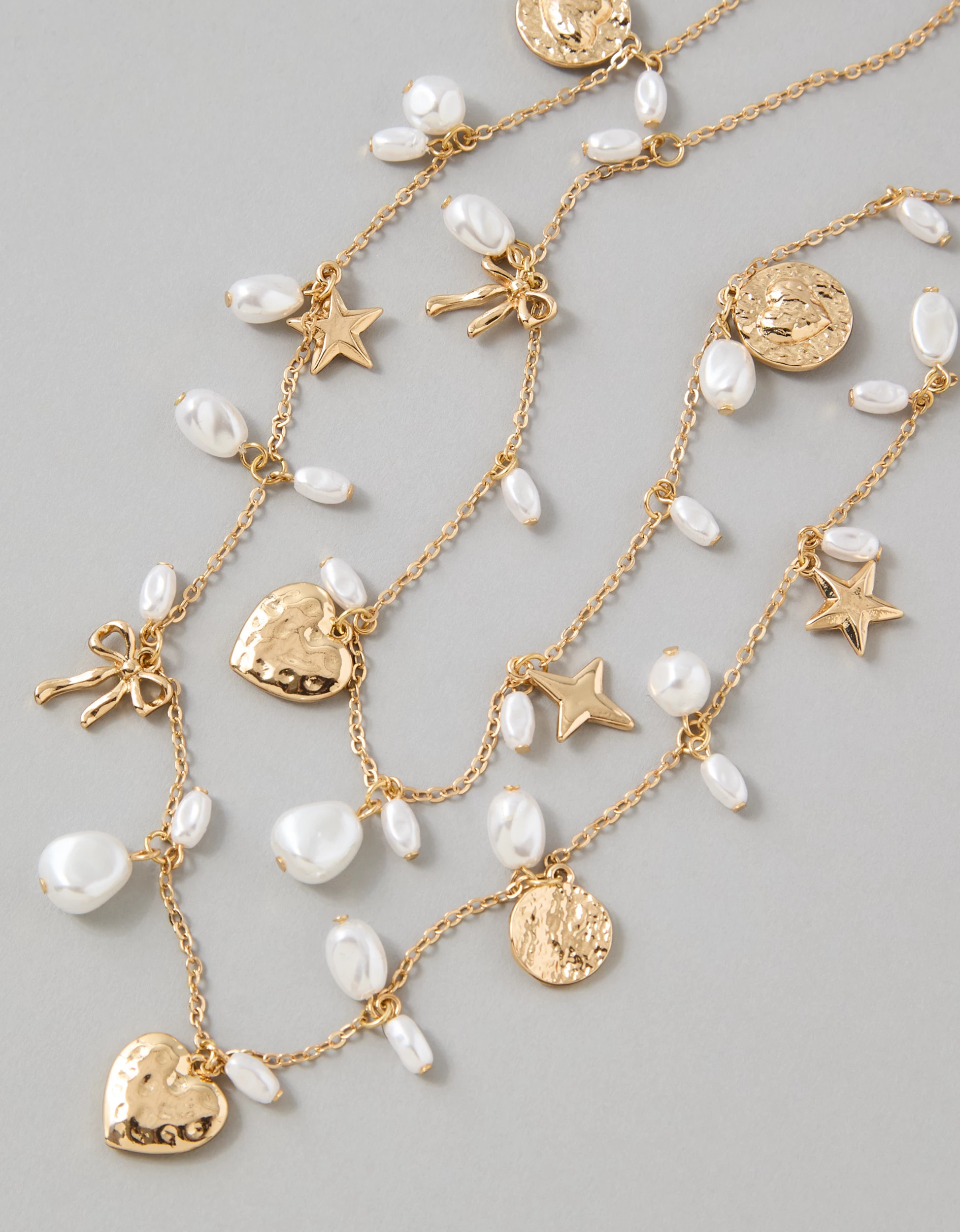 AE Double Chain Pearl Necklace | American Eagle Outfitters (US & CA)