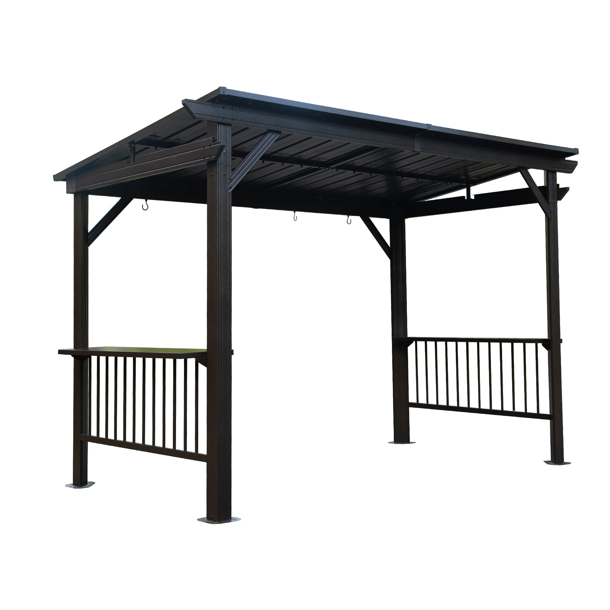 Clihome 12-ft x 6.5-ft with 2 Side Shelves Gray Grill Gazebo with Hardtop Roof one_size | CL-FOSC00117 | Lowe's
