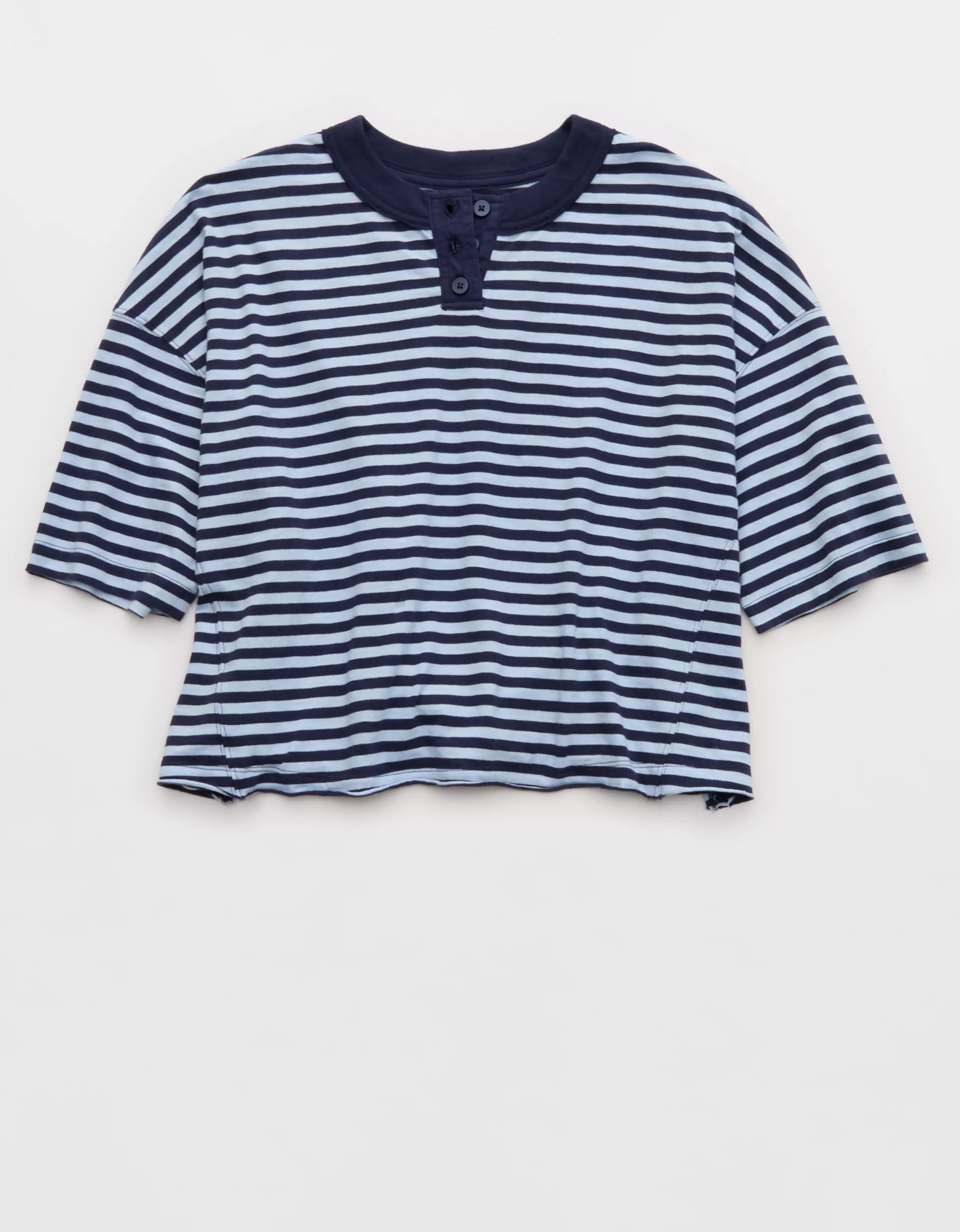 Aerie Remix Henley Cropped T-Shirt | Aerie