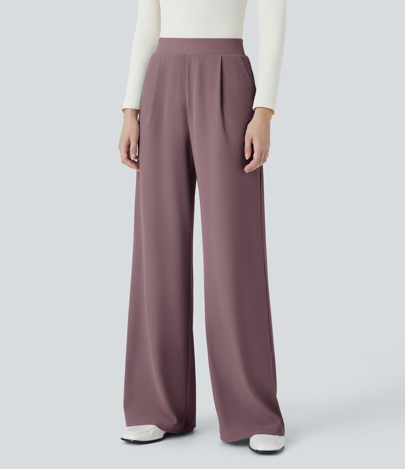 Halara Flex\u2122 High Waisted Body Sculpt Waist-Slimming Pocket Wide Leg Micro Waffle Work Pants | HALARA