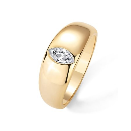 PAVOI 14K Gold Plated Chunky Dome Statement Ring for Women | Marquise Cubic Zirconia Dome Ring | Thick Stackable Bands (Yellow Gold 5) C29 | Walmart (US)