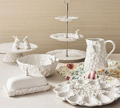 Floral Bunny Stoneware Serveware Collection | Pottery Barn (US)