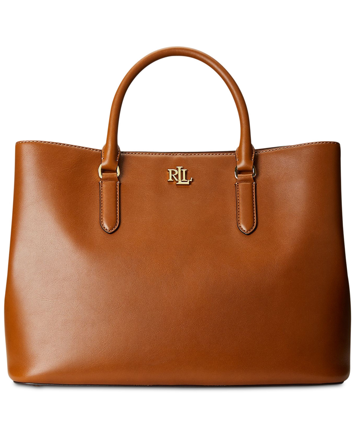 Lauren Ralph Lauren Women's Full-Grain Smooth Leather Large Marcy Satchel - Lauren Tan | Macy's