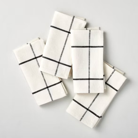 4pk Windowpane Plaid Napkin Set Railroad Gray/Cream - Hearth & Hand™ with Magnolia | Target
