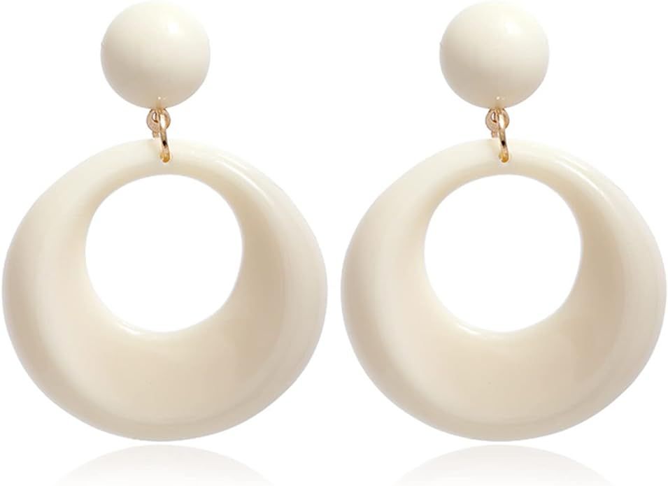 70s Earrings for Women Retro Earrings Acrylic White Earrings for Women Dangle Disco Earrings 70s ... | Amazon (US)