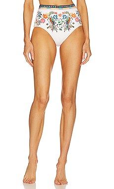 Zimmermann Ginger High Waist Bikini Bottom in Cream Multi from Revolve.com | Revolve Clothing (Global)