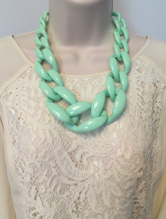 Mint Green Chunky Chain Lucite Link Housewife Statement | Etsy | Etsy (US)