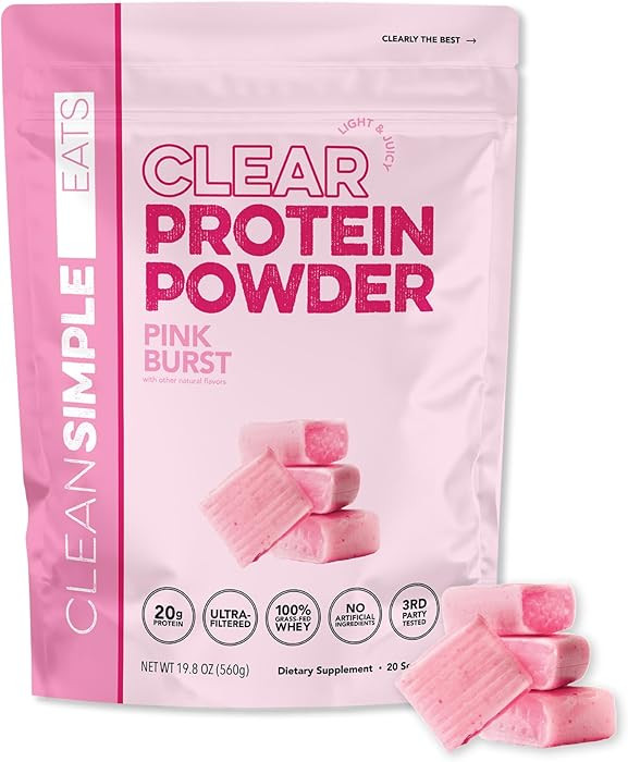 Clean Simple Eats Clear Protein Drinks, 20G Grass Fed Whey Protein Isolate, Ultra Filtered, Light... | Amazon (US)