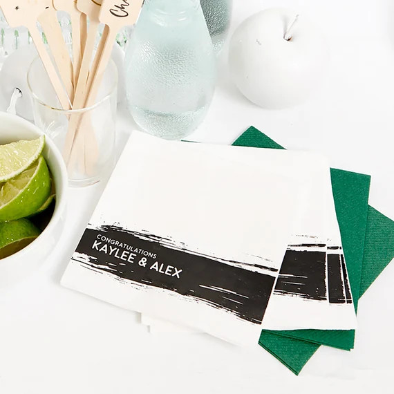 Personalized Cocktail Napkins  Bold Brush Stroke  Wedding | Etsy | Etsy (US)