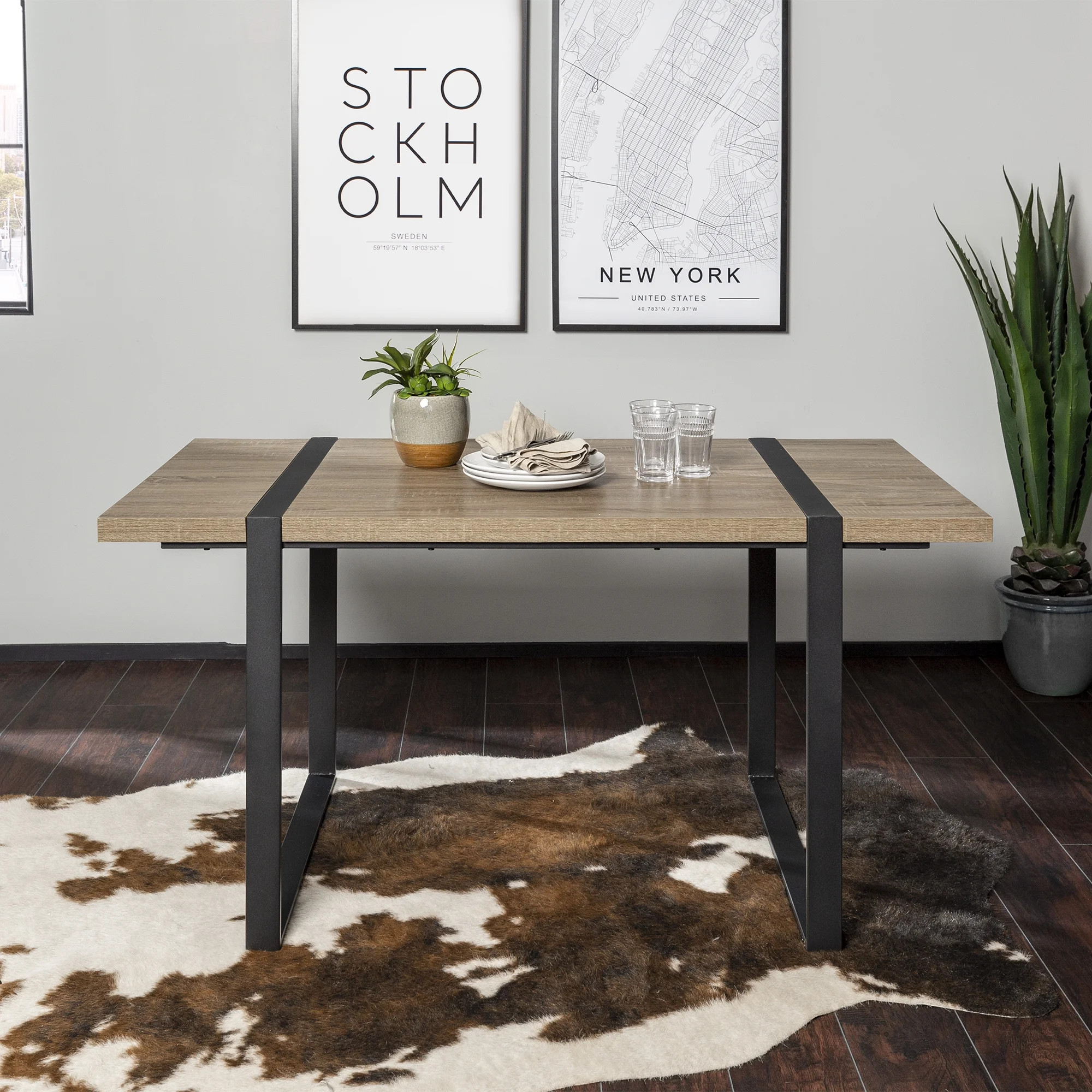 Woven Paths Urban Industrial Dining Table, Driftwood | Walmart (US)