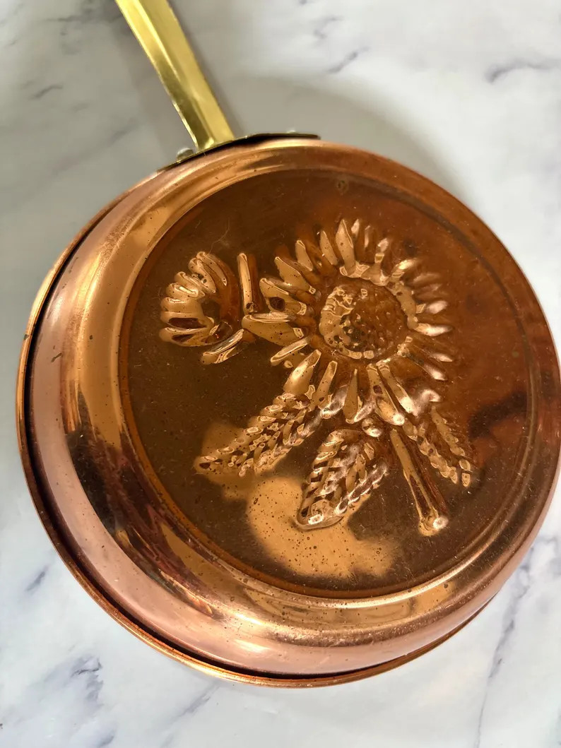 Vintage Copper Butter Warmer Pan, Brass Handle, Floral Embossed, Rustic Kitchen Decor - Etsy | Etsy (Global)