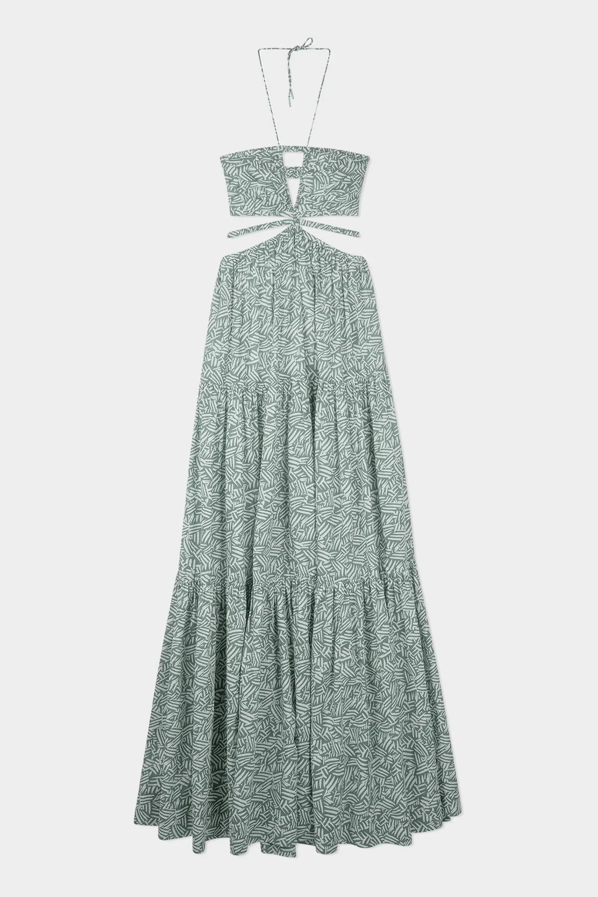 Laurel Palm Leaf Cut-Out Maxi Dress in Palm Leaf Surf Print - S | Shop Olivia