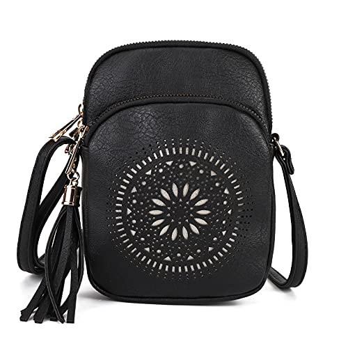Small Crossbody Bags for Women Boho Cell Phone Purse Cross body Handbags with Triple Zip Pockets,Vegan Leather | Amazon (US)